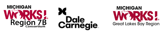 Logos of Michigan Works and Dale Carnegie.