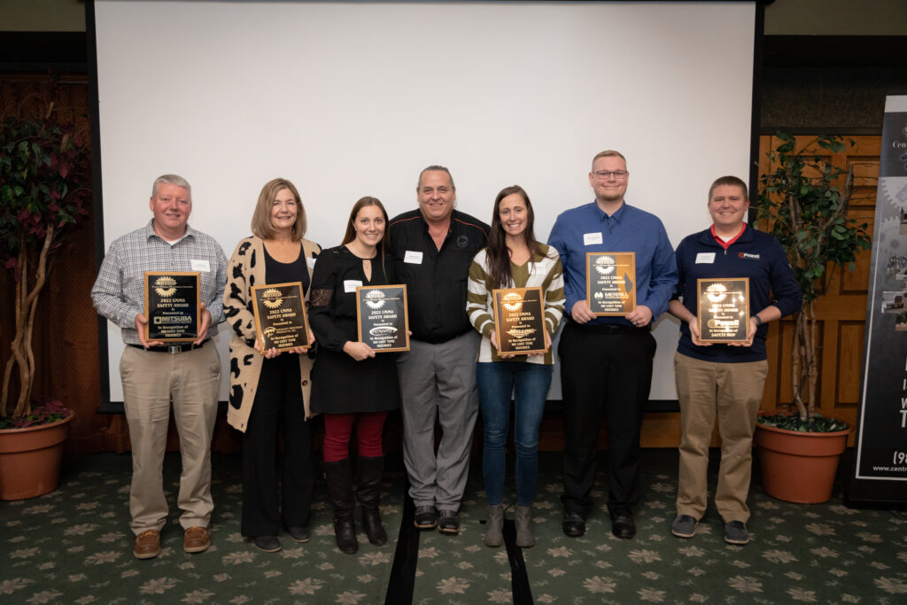 Group receiving safety awards at ceremony