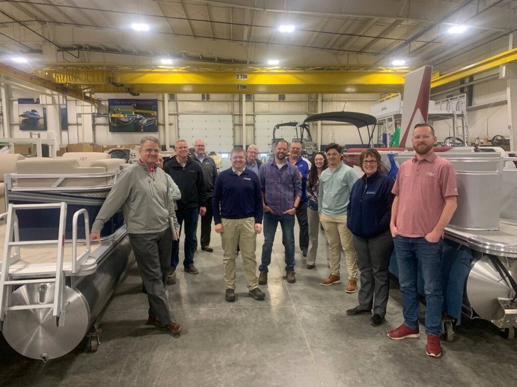 Group in boat manufacturing facility