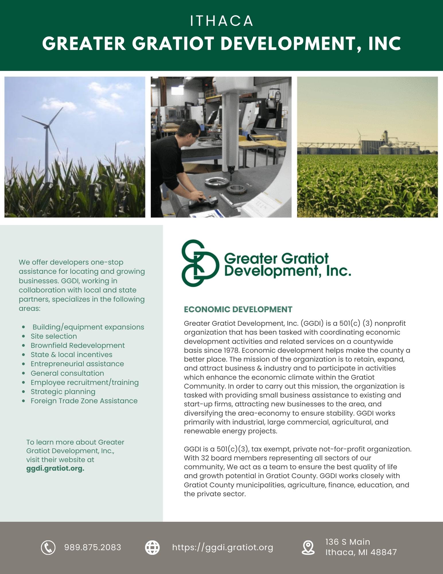 Greater Gratiot Development Inc. services and information brochure.