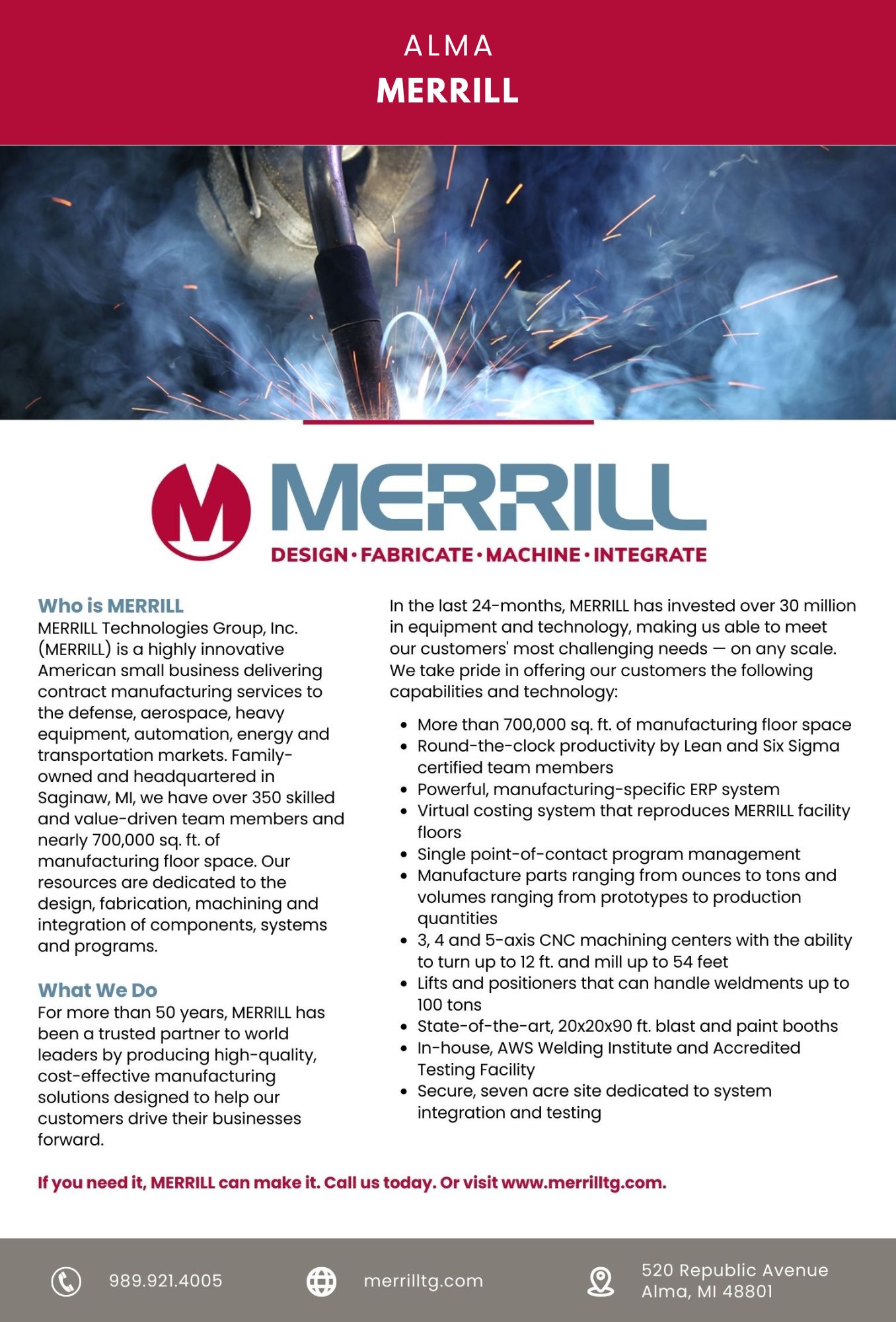 Merrill Technologies: innovative manufacturing solutions for industries.