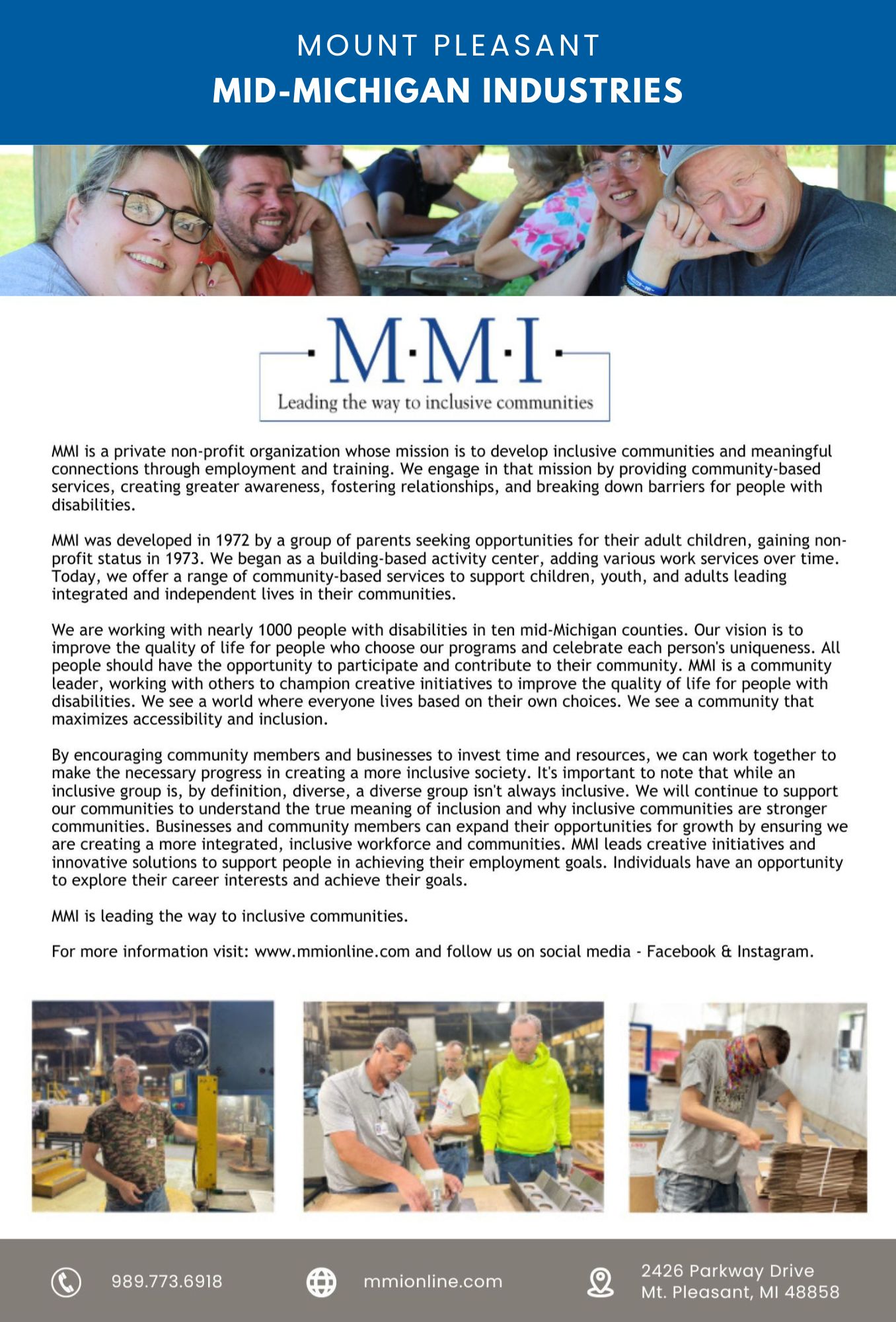 MMI promotes inclusive communities and employment opportunities.