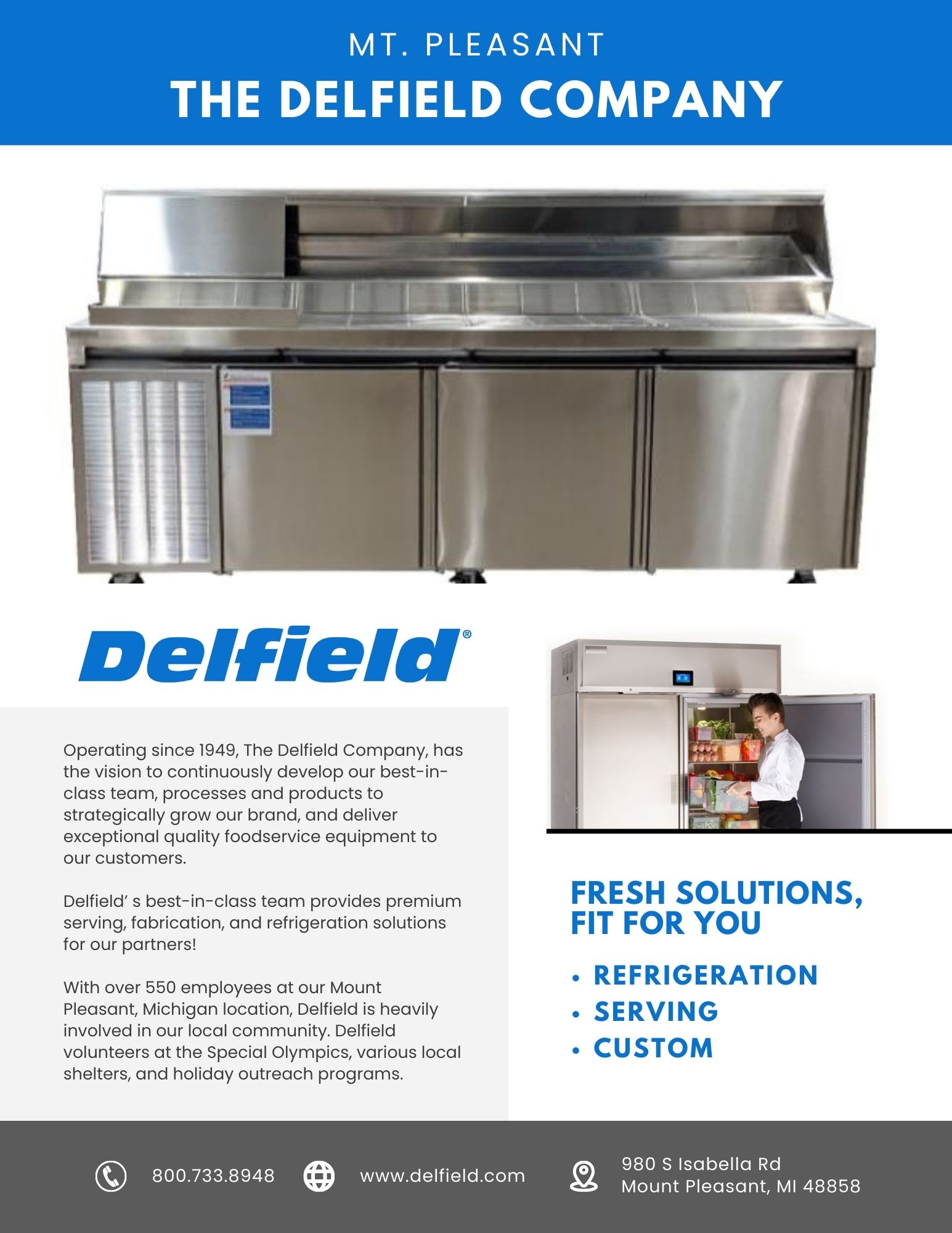 Delfield commercial refrigeration units and services overview.