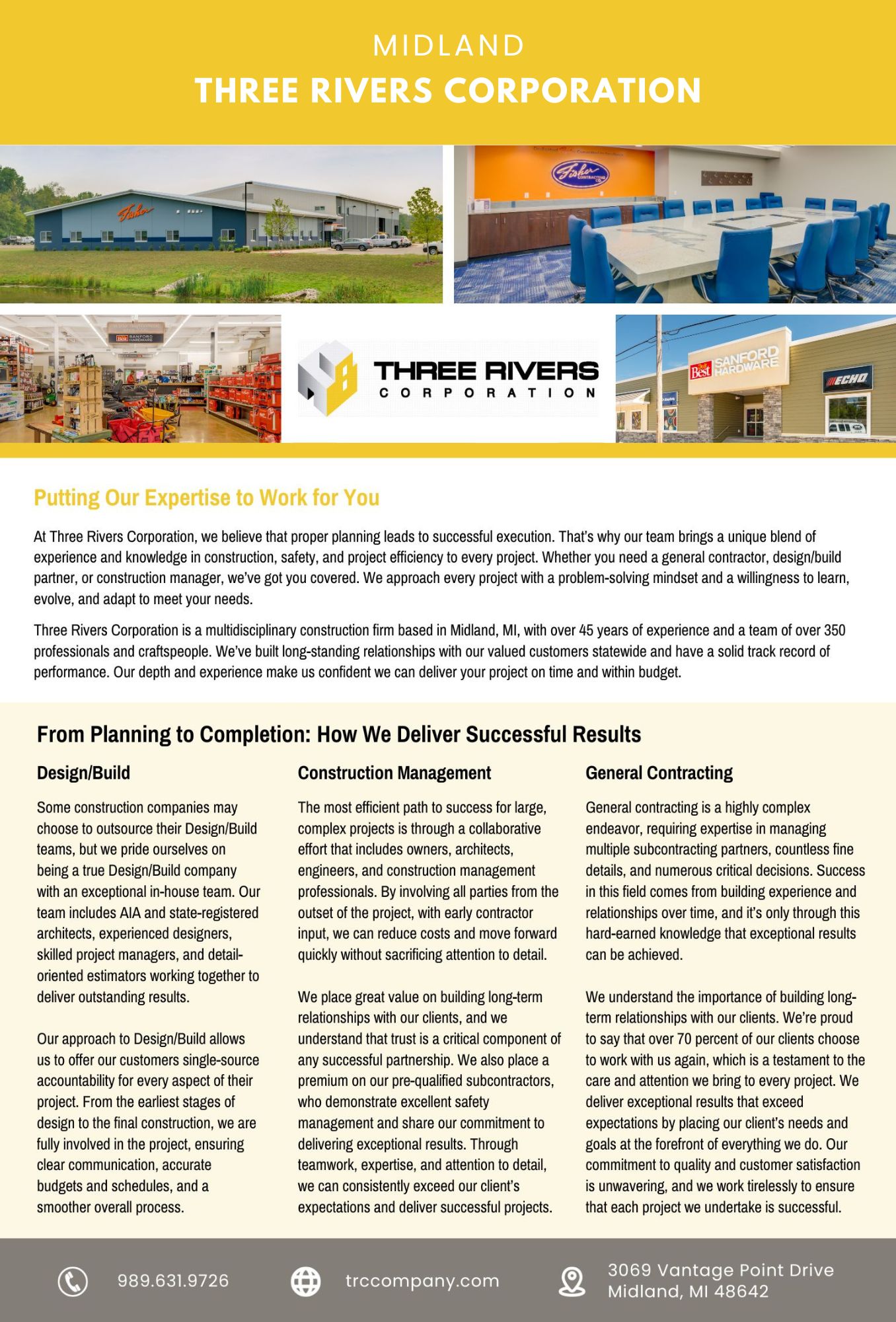 Three Rivers Corporation: construction services in Midland, MI.