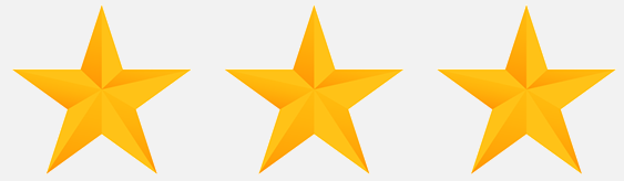 Three gold stars on white background