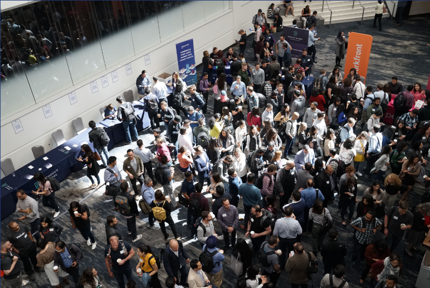 Large conference crowd in exhibition hall