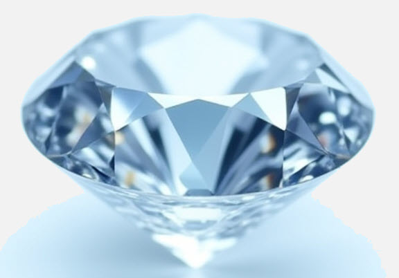 Shiny diamond with brilliant facets on white background.