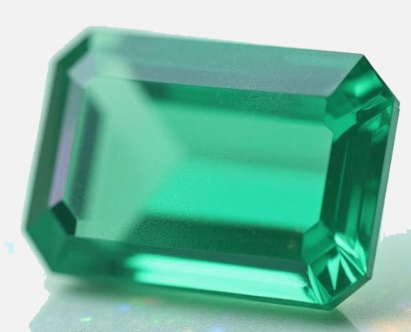 Clear emerald-cut green gemstone