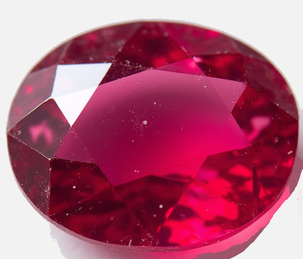 Close-up of a sparkling red gemstone.